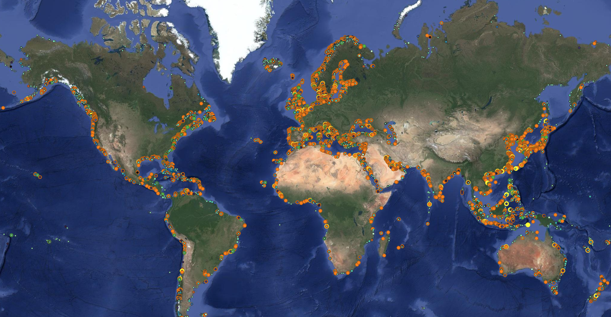 Littoral Data ports map demo showing geospatial port infrastructure coverage